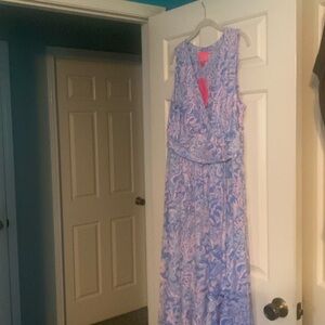 Lily Pulitzer maxi high low v-neck sleeveless dress with stretch